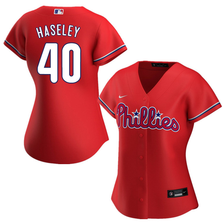 Nike Women #40 Adam Haseley Philadelphia Phillies Baseball Jerseys Sale-Red